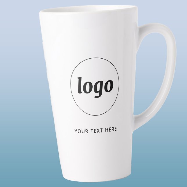 Tasse Latte Logo et texte simple pour la promotion des affaire (Simple logo with custom text business branding promotional latte mug)