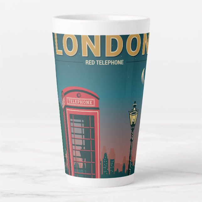 Tasse Latte London Red Téléphone (Devant)