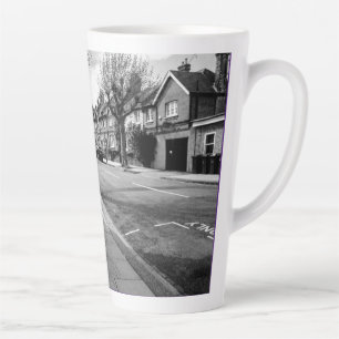 Tasse Latte Londres Street View Angleterre noir et blanc