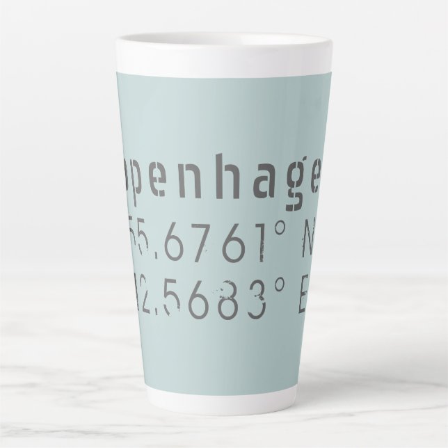 Tasse Latte Longitude de la Latitude de Copenhague (Devant)