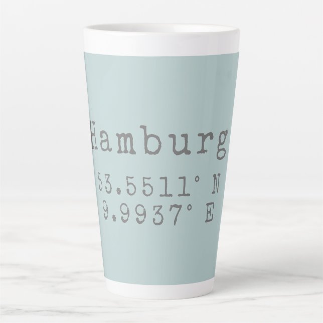 Tasse Latte Longitude de la latitude de Hambourg (Devant)