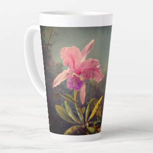 Tasse Latte L'orchidée de Cattleya et trois colibris Heade