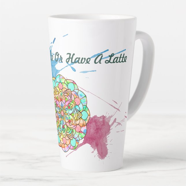 Tasse Latte Lotus Mandala (Angle droit)