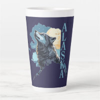 Loup de l'Alaska et lune