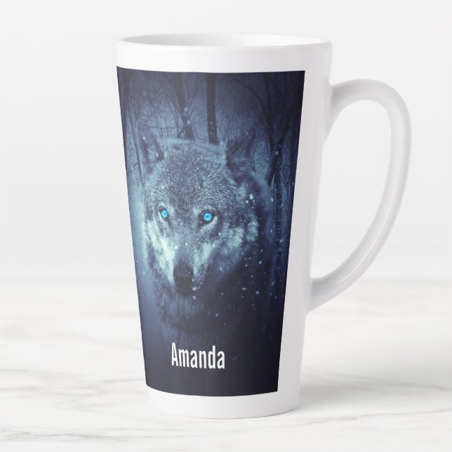 Tasse Latte Loup sauvage magique aux yeux bleus Extraordinaire (Droite)