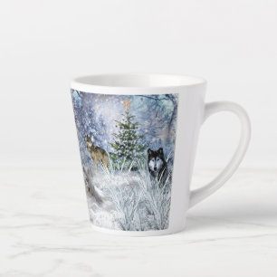 Tasse Latte Loups à Noël Art du collage