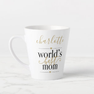 Tasse Latte Loups Personnalisés Meilleure Maman Noir Et Or