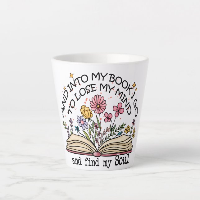 Tasse Latte Louveur de livres floraux (Devant)