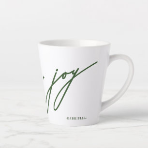 Tasse Latte Love and Joy Script Green Name Noël Holiday