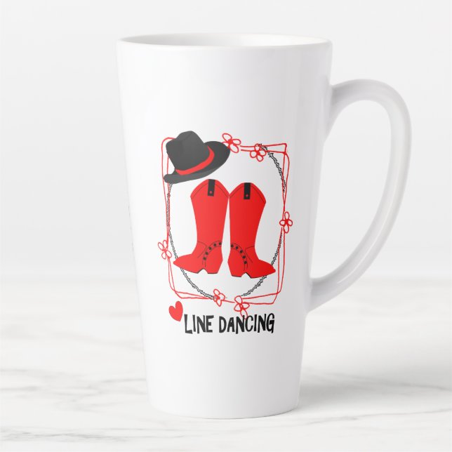 Tasse Latte Love Country Line Dancing Cute Personnalisée (Droite)