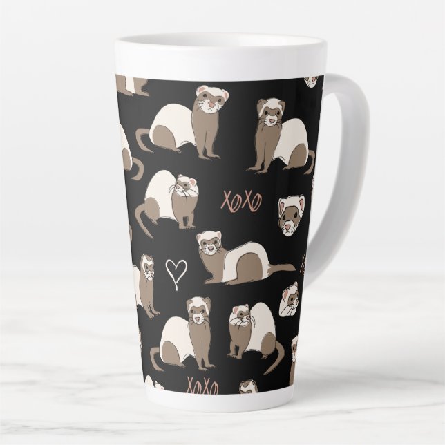 Tasse Latte Love Ferrets - Noir (Angle droit)