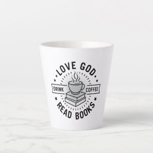 Tasse Latte Love God Drink Coffee Lire les livres Amateurs Vin
