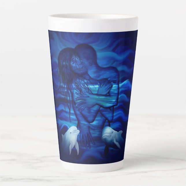 Tasse Latte Love, Passion act - paire avec dauphin (Devant)