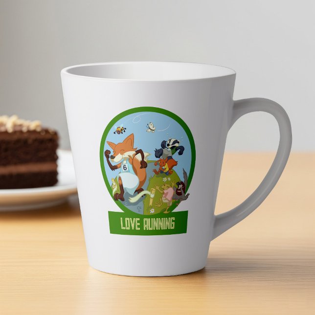 Tasse Latte Love Runny Funny Woodland Animal Race Cartoon (Créateur téléchargé)