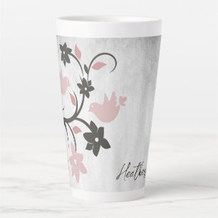 Tasse Latte Lovebirds roses Boug latte personnalisée