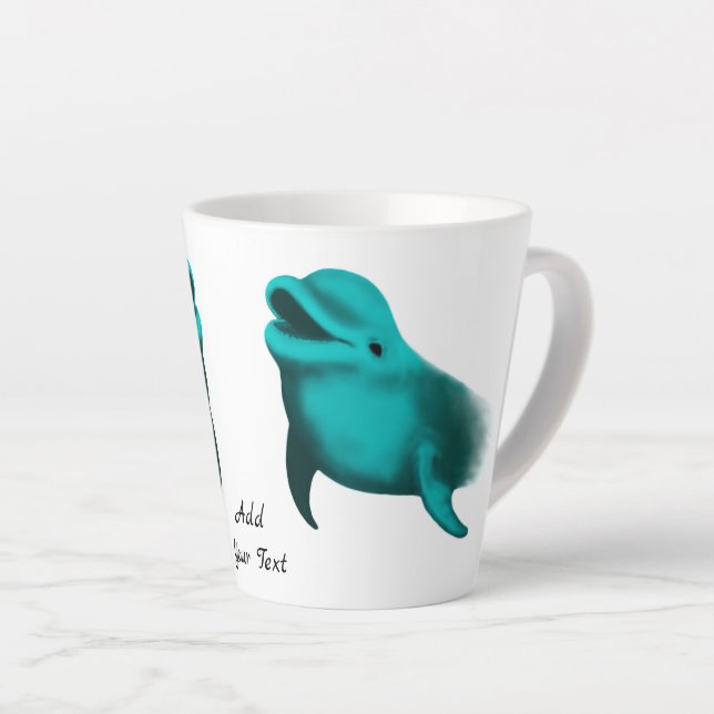 Tasse Latte Lucky Dolphin - Ajouter votre texte (Angle droit)