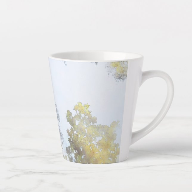 Tasse Latte Lueur dorée à larges feuilles (Droite)