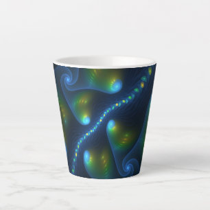 Tasse Latte Lumières de l'Imaginaire Abstrait Bleu Vert Jaune