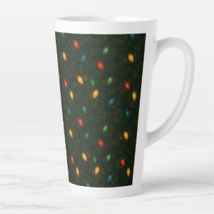 Tasse Latte Lumières de Noël enveloppées dans des feuilles de
