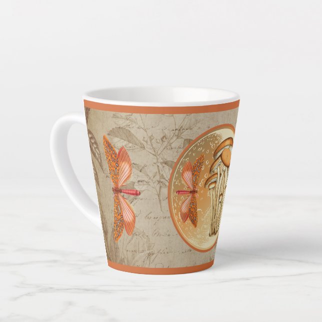Tasse Latte Lune de champignons papillon orange (Angle gauche)