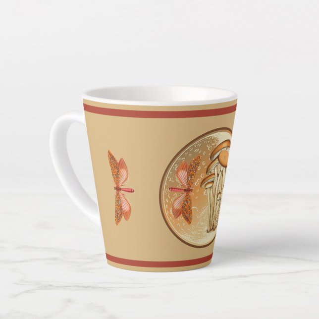 Tasse Latte Lune de champignons papillon orange (Angle gauche)