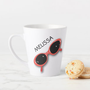 Tasse Latte Lunettes de soleil rouges rétros PERSONNALISÉES