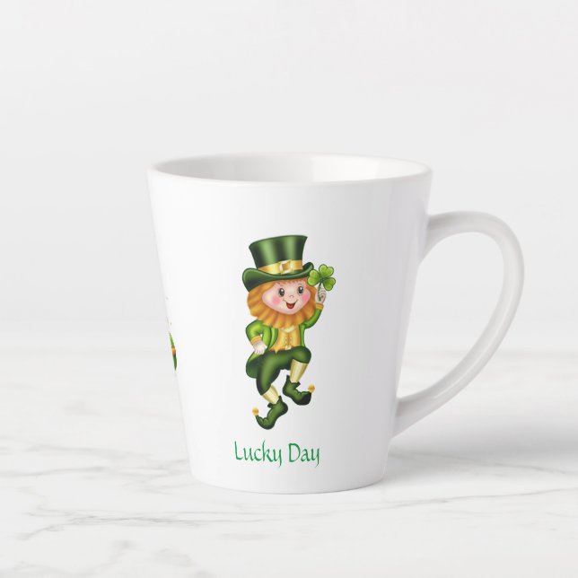 Tasse Latte Lutin mignon, calligraphie & pot d'or (Droite)