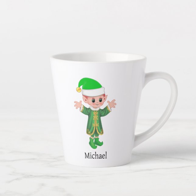 Tasse Latte Lutine Moderne Chanceuse avec Écriture et Monogram (Droite)