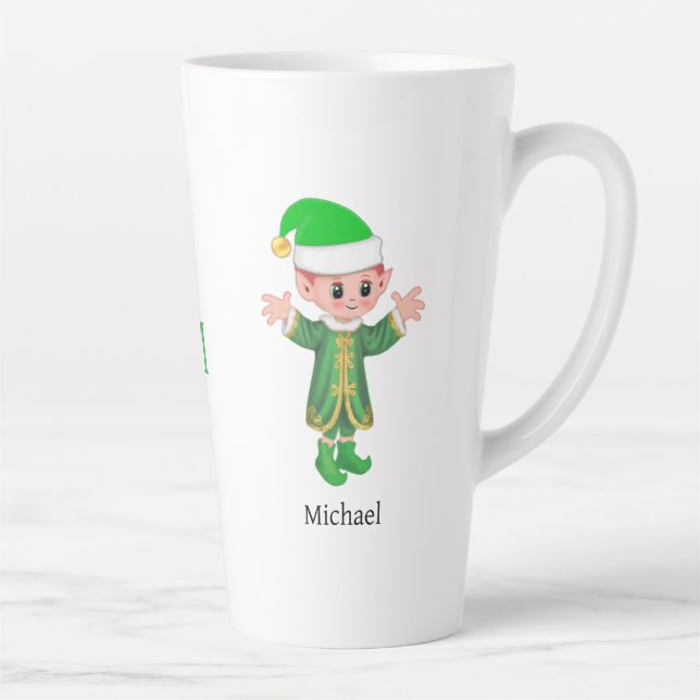 Tasse Latte Lutine Moderne Chanceuse avec Écriture et Monogram (Droite)