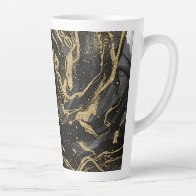 Tasse Latte Luxury Gold and Black Abstract Marble  (Droite)