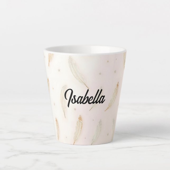 Tasse Latte Luxury Modern Feathers Boho Collection (Devant)