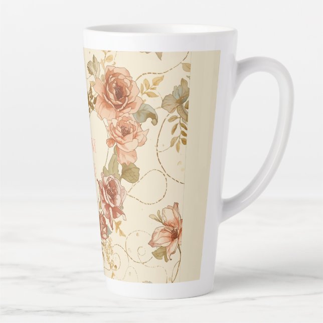 Tasse Latte Luxury, Valentine's Day , Roses, Love Heart (Droite)