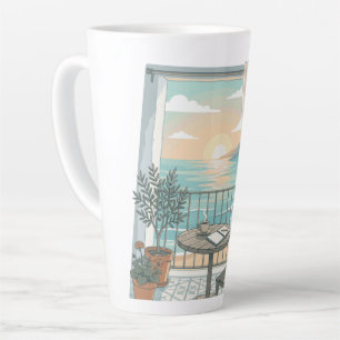 Tasse Latte Ma matinée préférée Balcon ensoleillé avec un ca