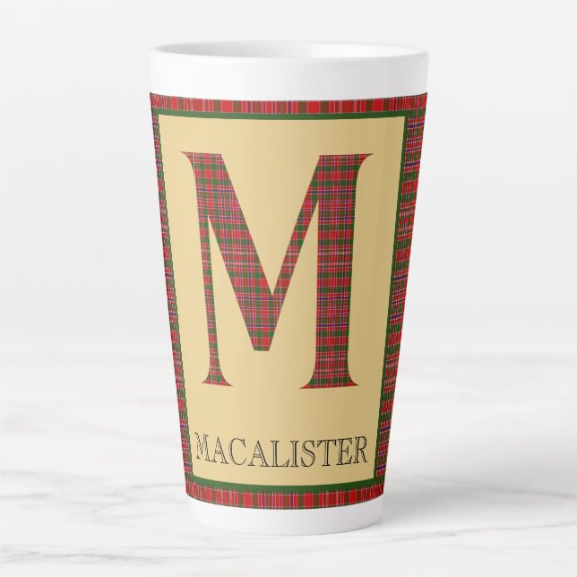Tasse Latte MacAlister Tartan Monogramme M (Devant)