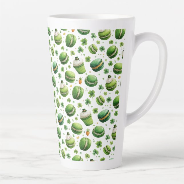 Tasse Latte Macaron et trèfle aquarelle de la Saint-Patrick  (Droite)