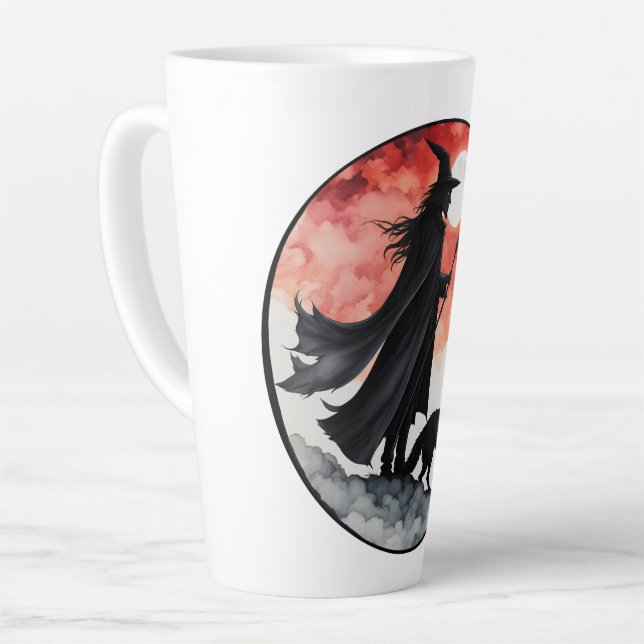 Tasse Latte Magicien avec un Loup - Amusement de fan d'Hallowe (Angle gauche)