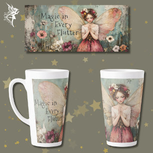 Tasse Latte Magique Whimsical Fairy & Flower Garden avec devis