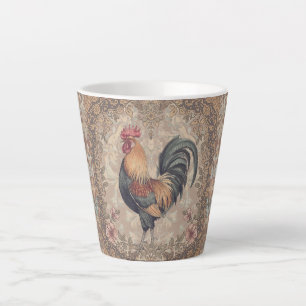 Tasse Latte Magnifique motif de coq vintage et florales