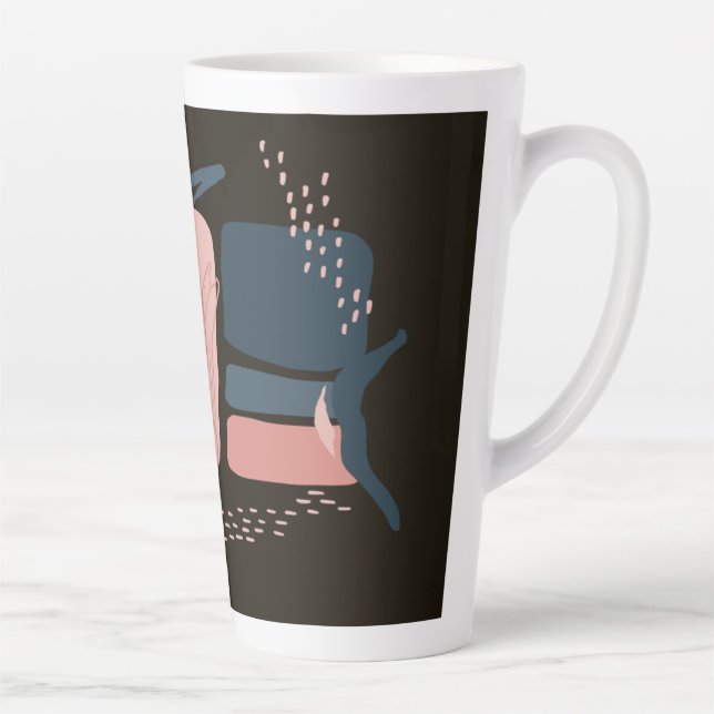 Tasse Latte Magnolia Pink Bloom Minimal Abstrait (Droite)