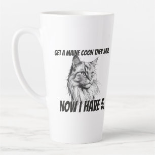 Tasse Latte Maine Coon Chat drôle noir et blanc personnalisé