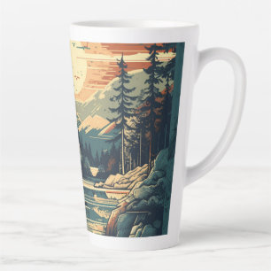 Tasse Latte Maison de montagne d'art rétro scandinave