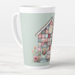 Tasse Latte Maison Florale Fausse Patchwork Cottagecore