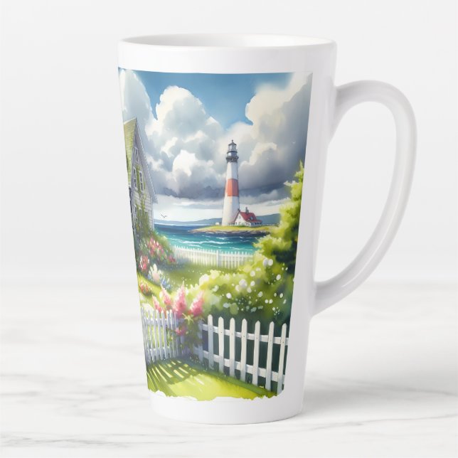 Tasse Latte Maisonnette avec vue sur le phare (Droite)