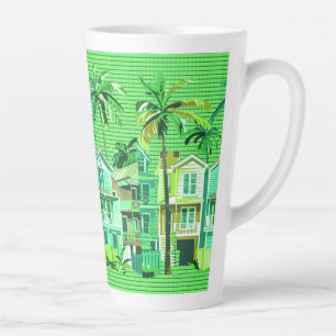 Tasse Latte Maisons de plage vertes tropicales
