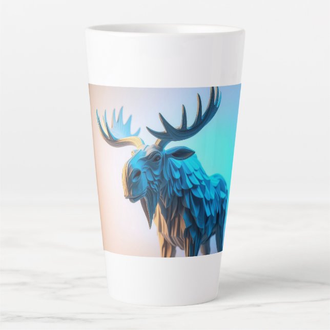 Tasse Latte Majesté du orignal bleu (Devant)