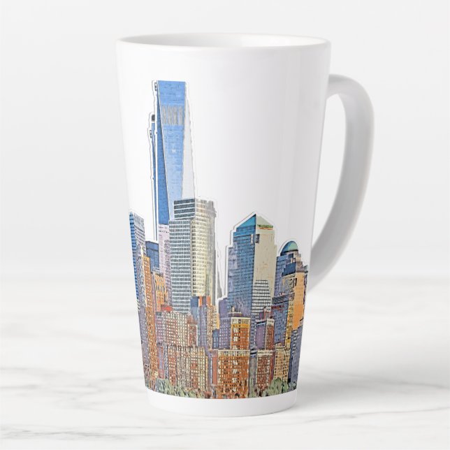 Tasse Latte Majestic View of New York City Skyline artistique (Angle droit)