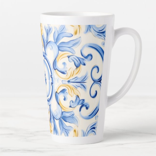 Tasse Latte Majolica : Bleu et or (Droite)