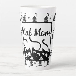 Tasse Latte Maman Chat Noir Et Blanc