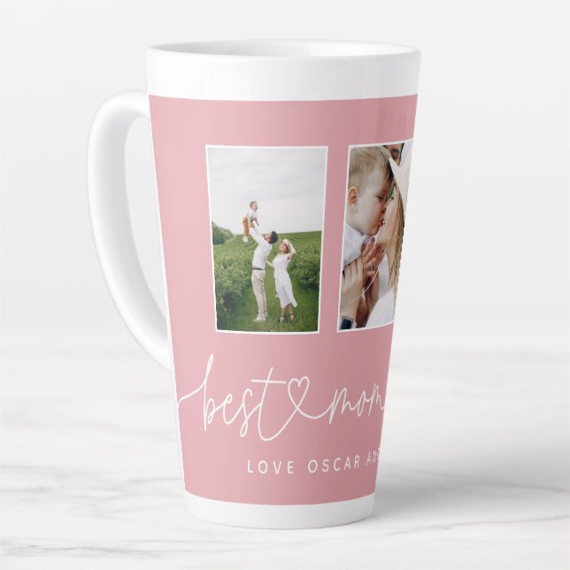 Tasse Latte Maman mignonne script moderne multi photo cadeau l (Angle gauche)
