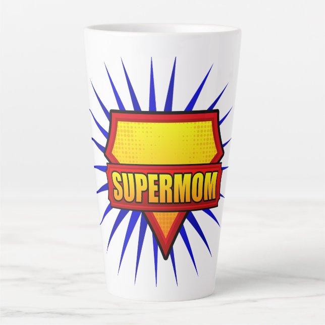 Tasse Latte Maman Super en Art Pop Comique (Devant)